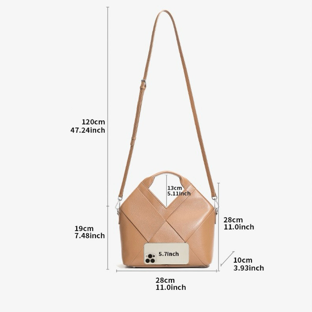 Women's Genuine Leather Woven Top Handle Handbag