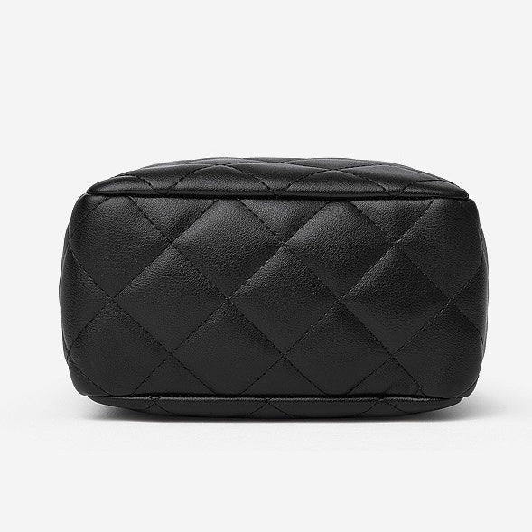 Women's Genuine Leather Quilted Chain Lock Crossbody Bag