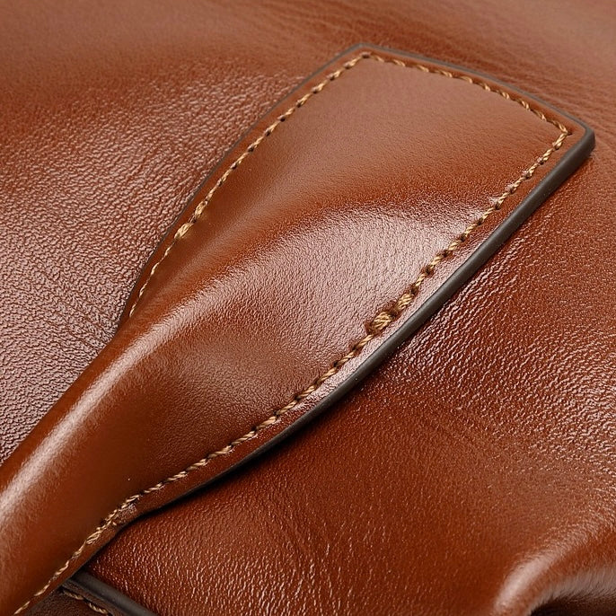 Women's Genuine Leather Pebbled Satchel with Top Handles
