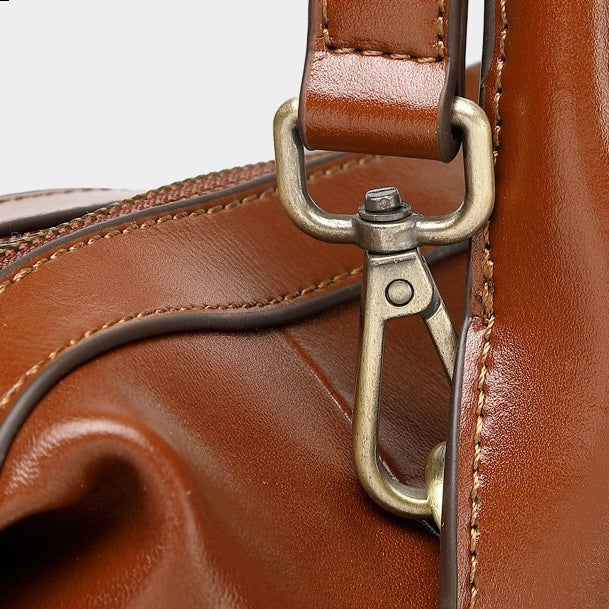 Women's Genuine Leather Pebbled Satchel with Top Handles
