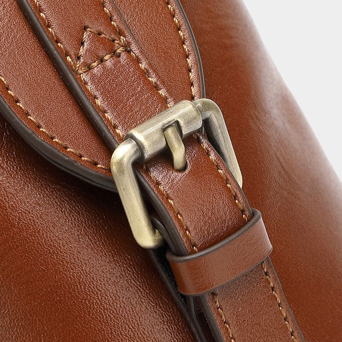 Women's Genuine Leather Pebbled Satchel with Top Handles