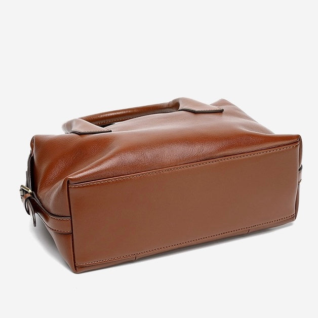 Women's Genuine Leather Pebbled Satchel with Top Handles