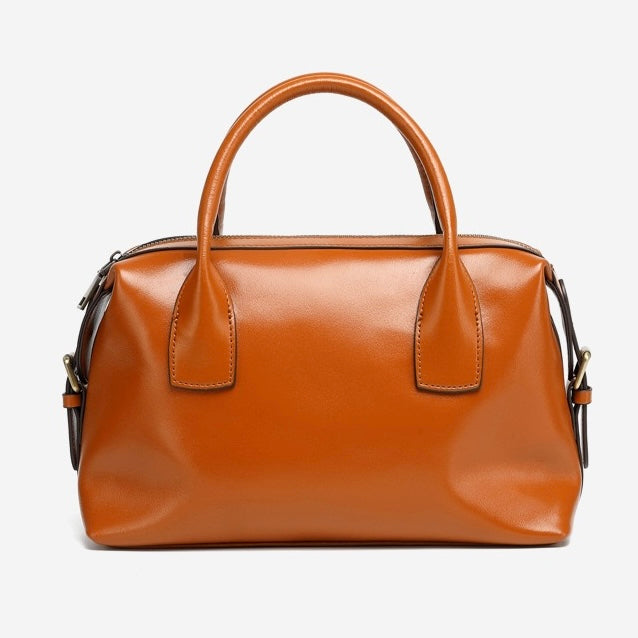 Women's Genuine Leather Pebbled Satchel with Top Handles
