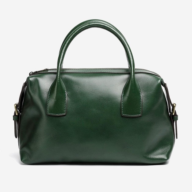 Women's Genuine Leather Pebbled Satchel with Top Handles