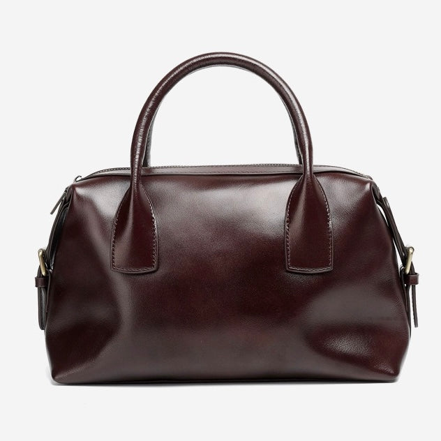 Women's Genuine Leather Pebbled Satchel with Top Handles