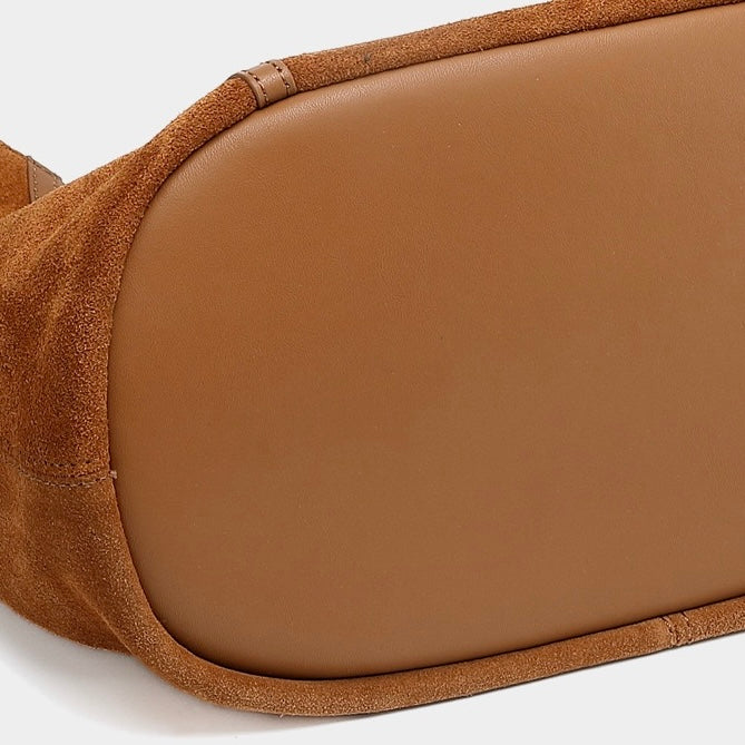 Women's Genuine Leather Suede Patchwork Hobo Shoulder Bag
