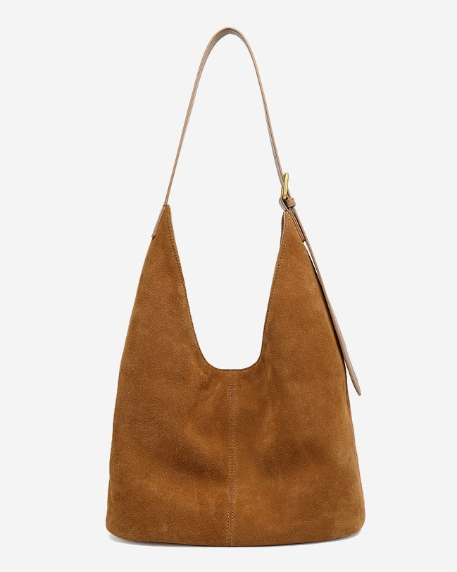 Women's Genuine Leather Suede Patchwork Hobo Shoulder Bag
