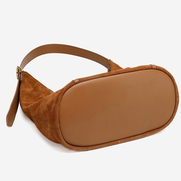 Women's Genuine Leather Suede Patchwork Hobo Shoulder Bag
