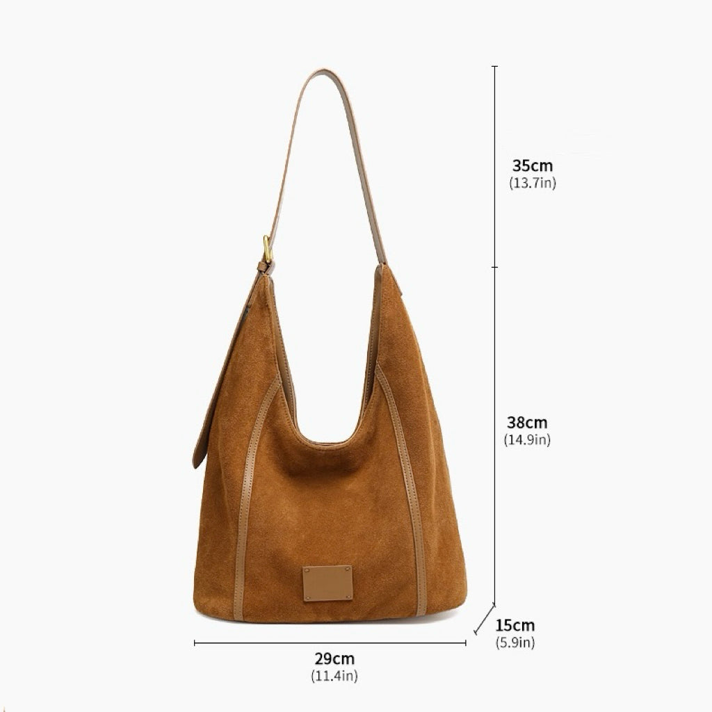 Women's Genuine Leather Suede Patchwork Hobo Shoulder Bag