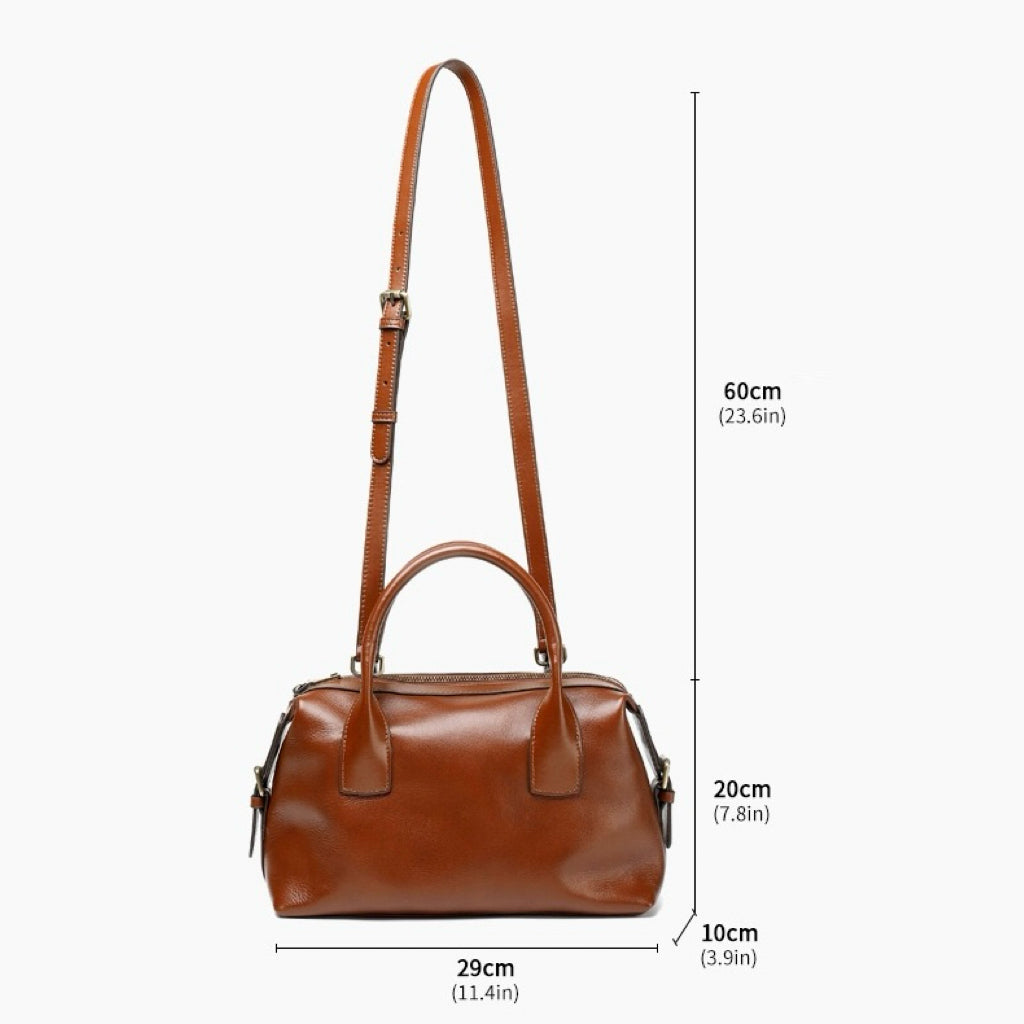 Women's Genuine Leather Pebbled Satchel with Top Handles