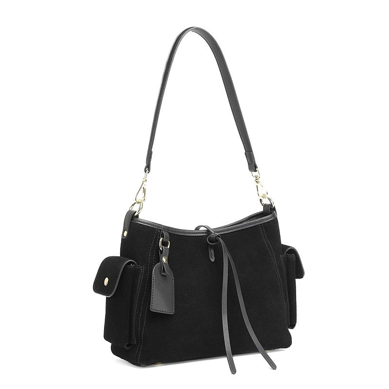 Women's Genuine Leather Matte Utility Shoulder Bag