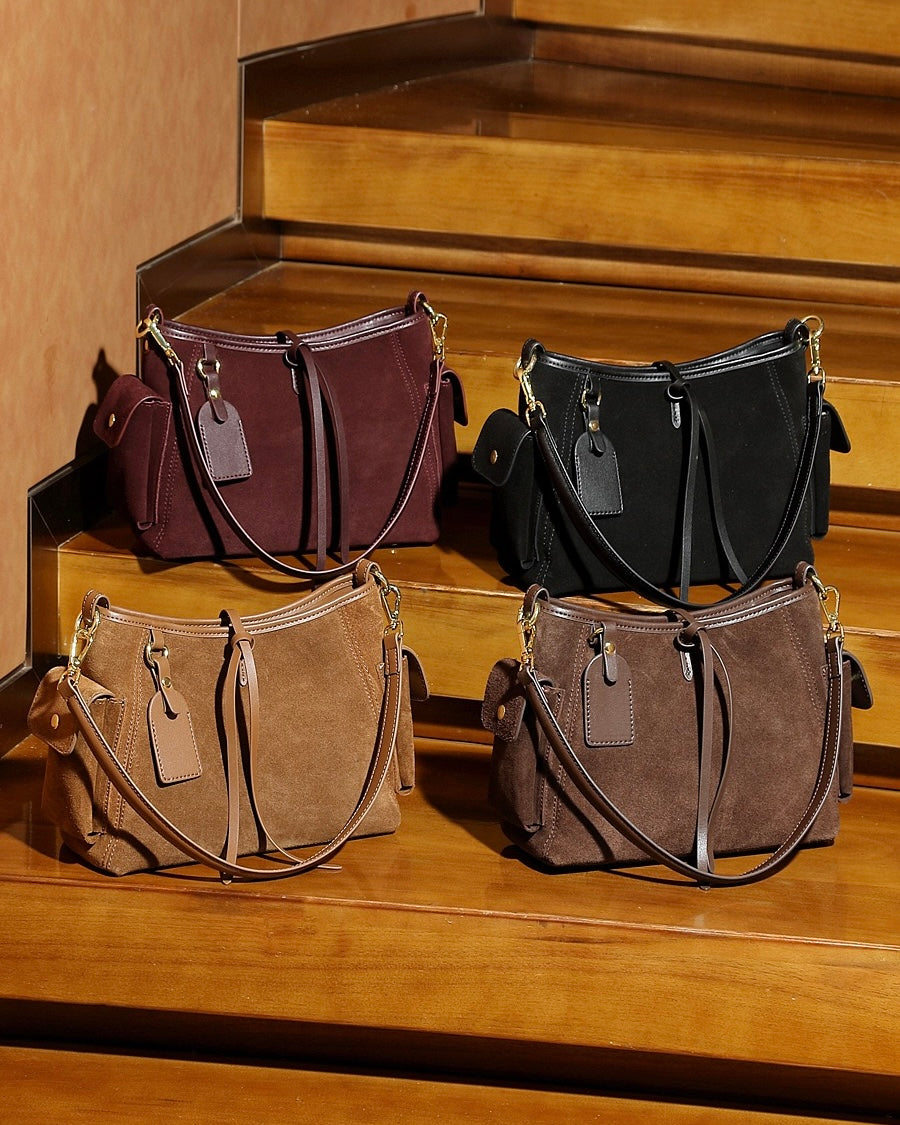 Women's Genuine Leather Matte Utility Shoulder Bag