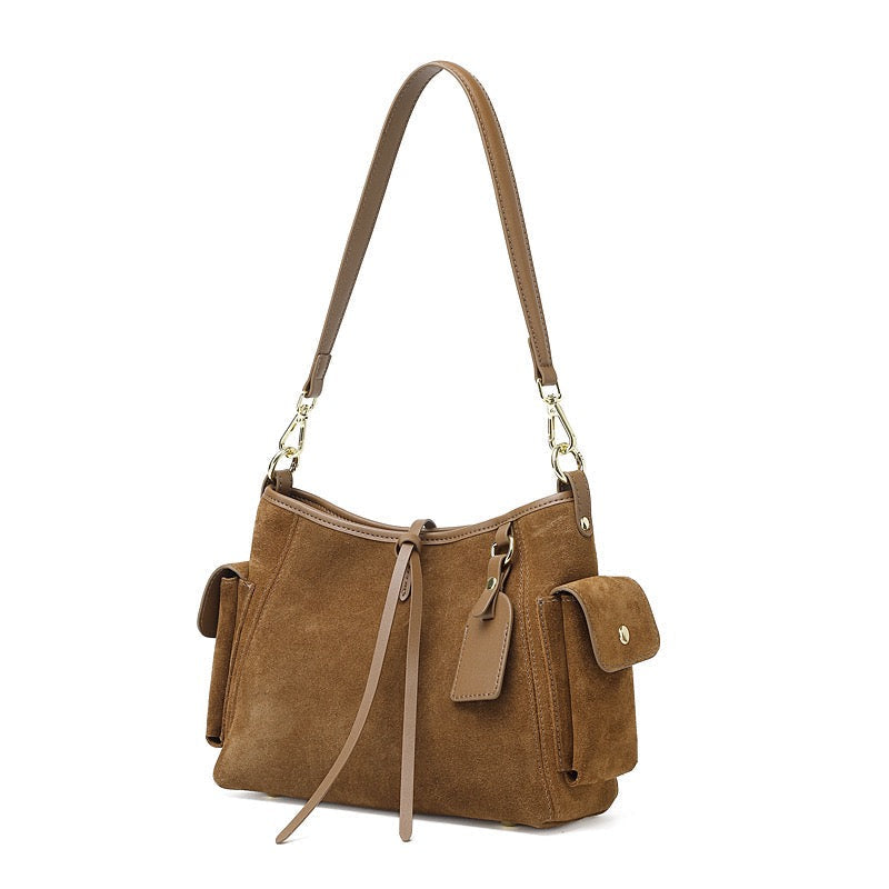 Women's Genuine Leather Matte Utility Shoulder Bag