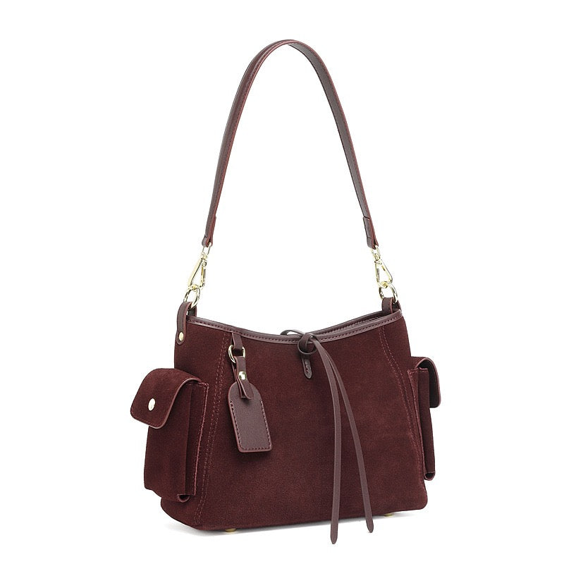 Women's Genuine Leather Matte Utility Shoulder Bag