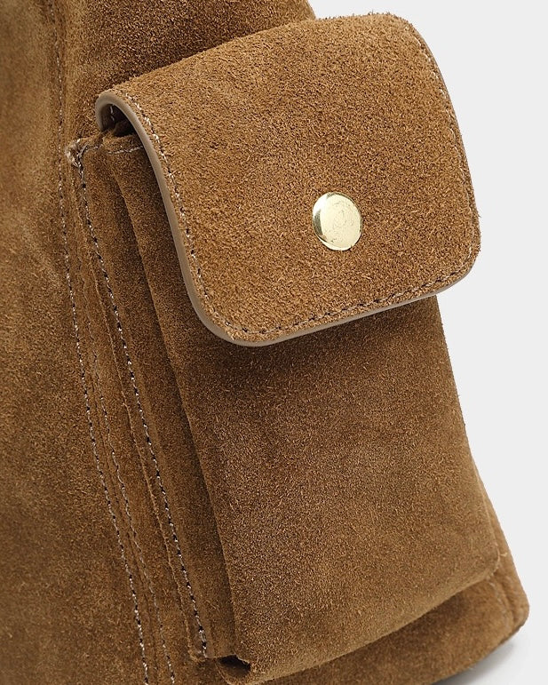 Women's Genuine Leather Matte Utility Shoulder Bag