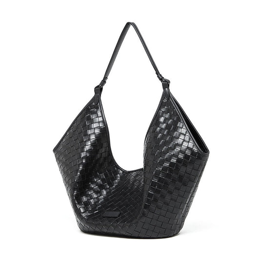 Women's Genuine Leather Woven Large Shoulder Tote Bag