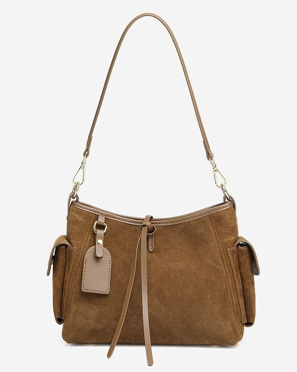 Women's Genuine Leather Matte Utility Shoulder Bag