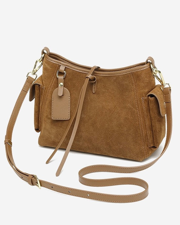 Women's Genuine Leather Matte Utility Shoulder Bag