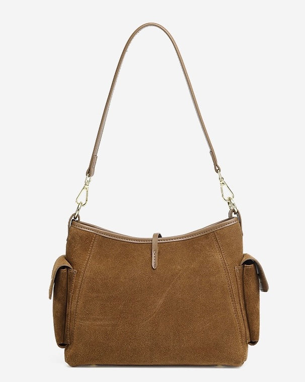 Women's Genuine Leather Matte Utility Shoulder Bag