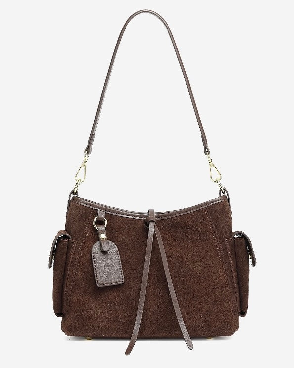 Women's Genuine Leather Matte Utility Shoulder Bag