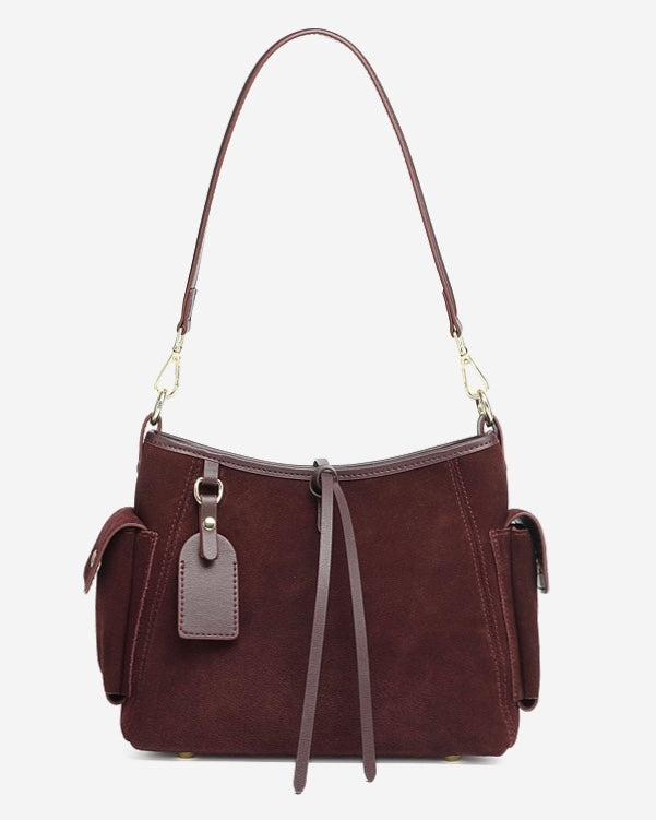 Women's Genuine Leather Matte Utility Shoulder Bag