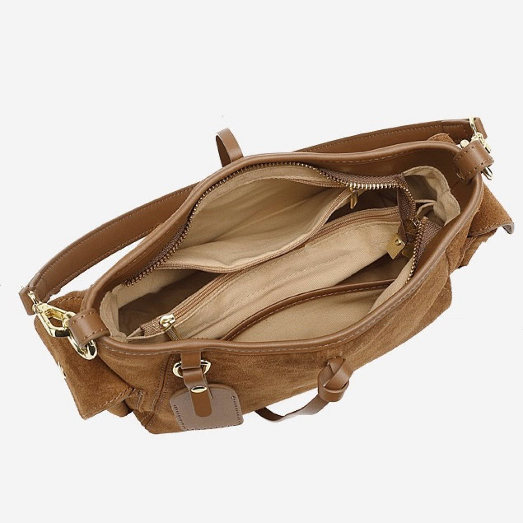 Women's Genuine Leather Matte Utility Shoulder Bag