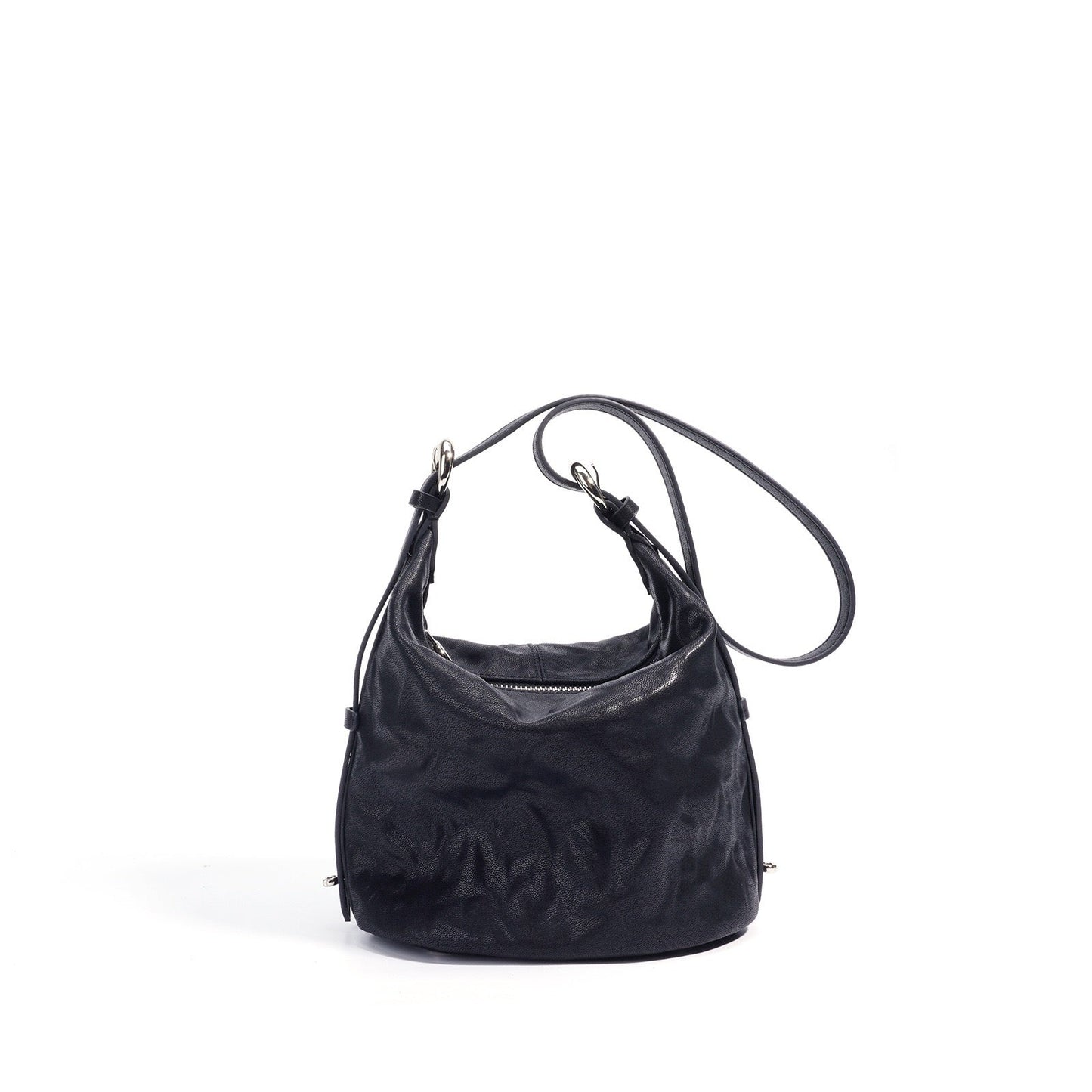 Women's Genuine Leather Soft Pleated Bucket Crossbody Bag