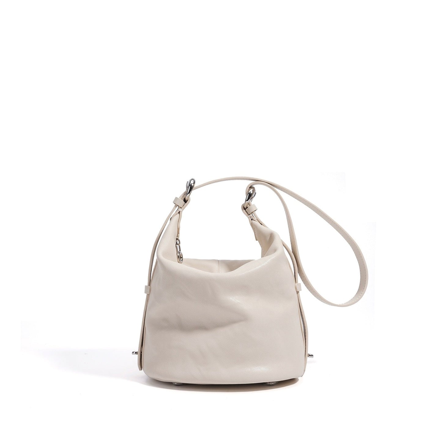 Women's Genuine Leather Soft Pleated Bucket Crossbody Bag