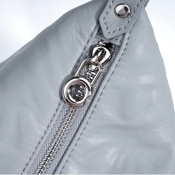 Women's Genuine Leather Soft Pleated Bucket Crossbody Bag