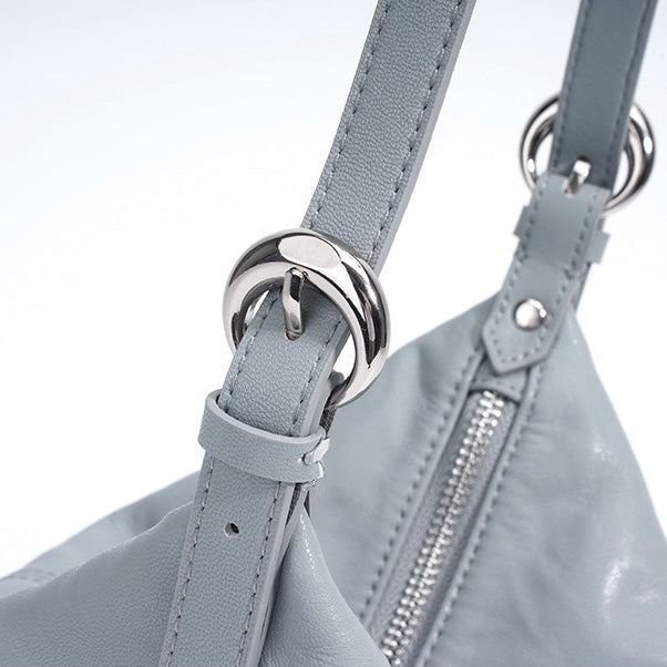 Women's Genuine Leather Soft Pleated Bucket Crossbody Bag