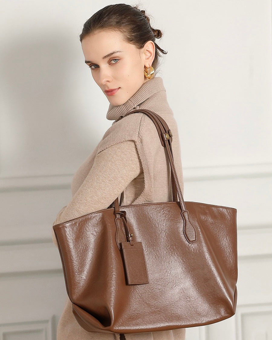 Women's Genuine Leather Extra Large Vintage Carryall Tote