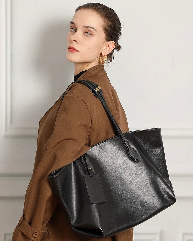 Women's Genuine Leather Extra Large Vintage Carryall Tote