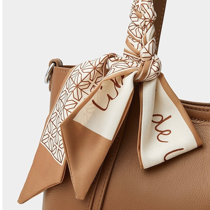 Women's Genuine Leather Ribbon Accent Handbag