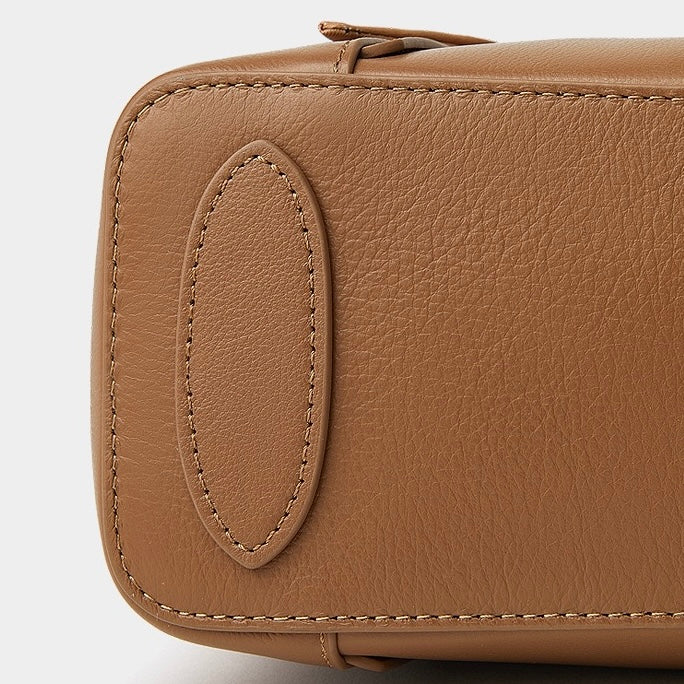 Women's Genuine Leather Ribbon Accent Handbag