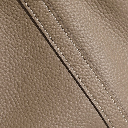 Women's Genuine Leather Basket Top Handle Bag with Buckle Closure