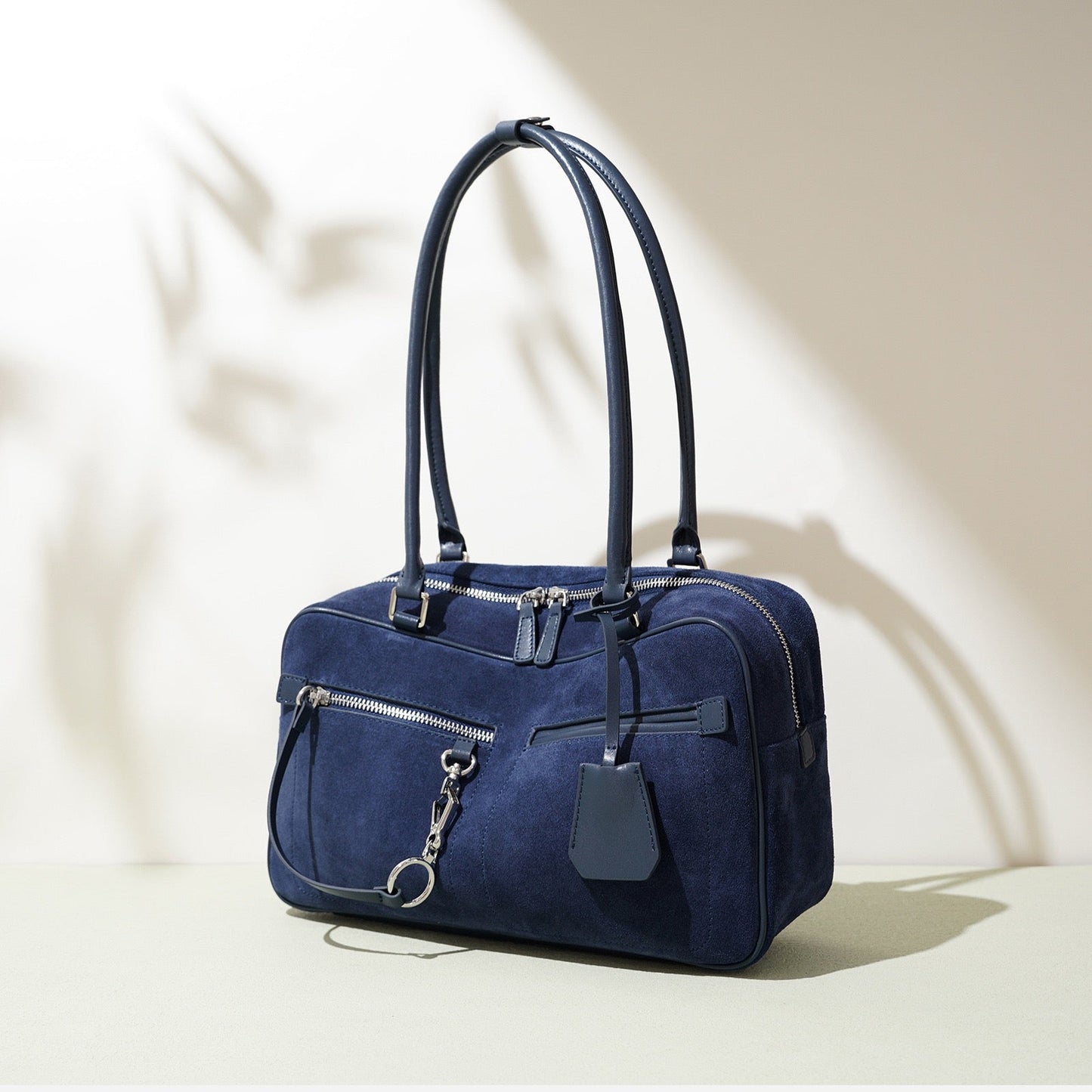 Women's Genuine Leather Pillow Shoulder Bag with Zipper Pocket