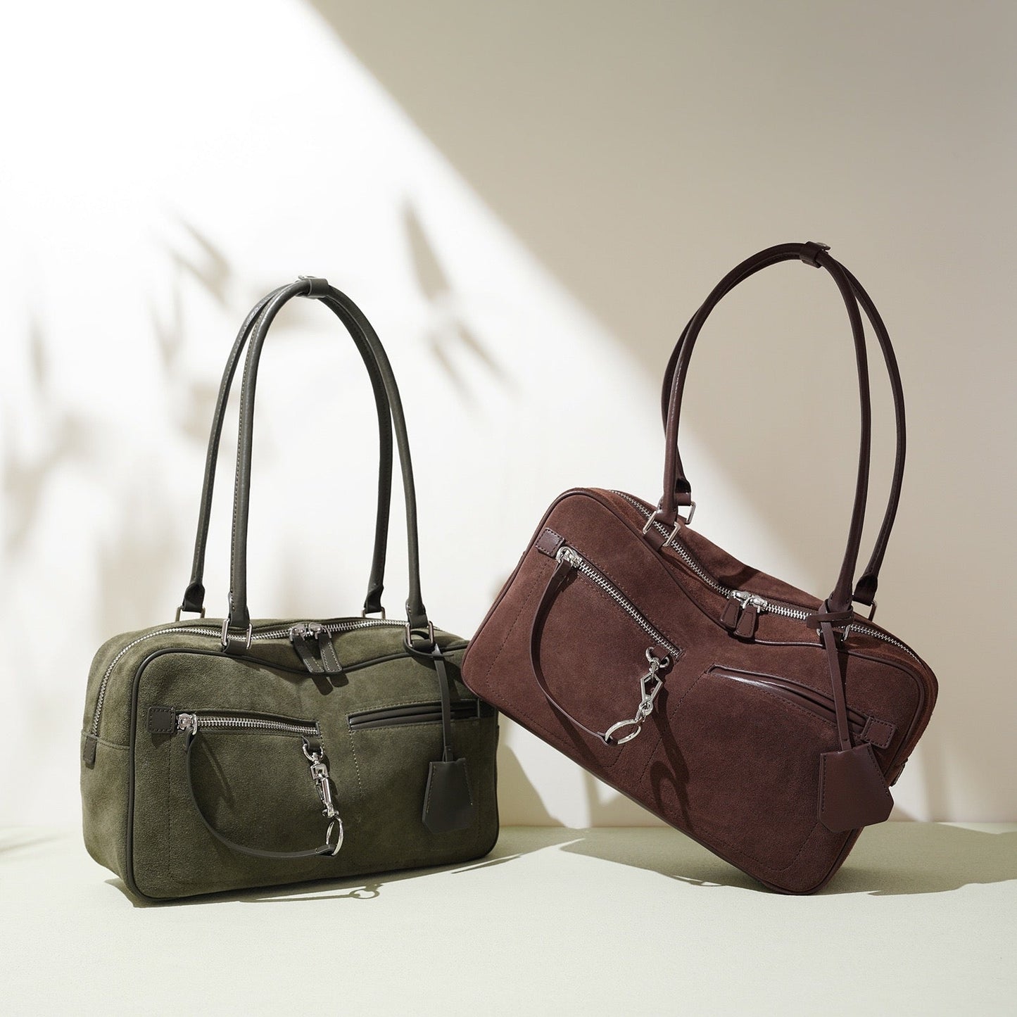 Women's Genuine Leather Pillow Shoulder Bag with Zipper Pocket