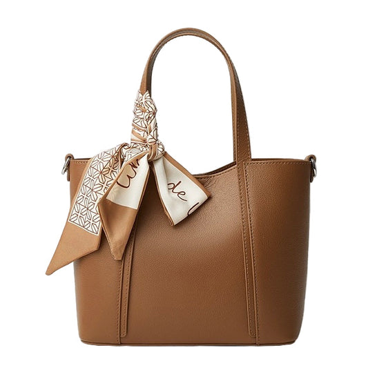 Women's Genuine Leather Ribbon Accent Handbag
