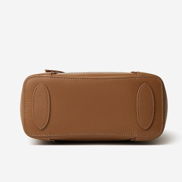 Women's Genuine Leather Ribbon Accent Handbag