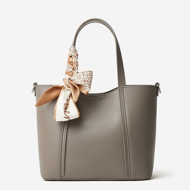 Women's Genuine Leather Ribbon Accent Handbag