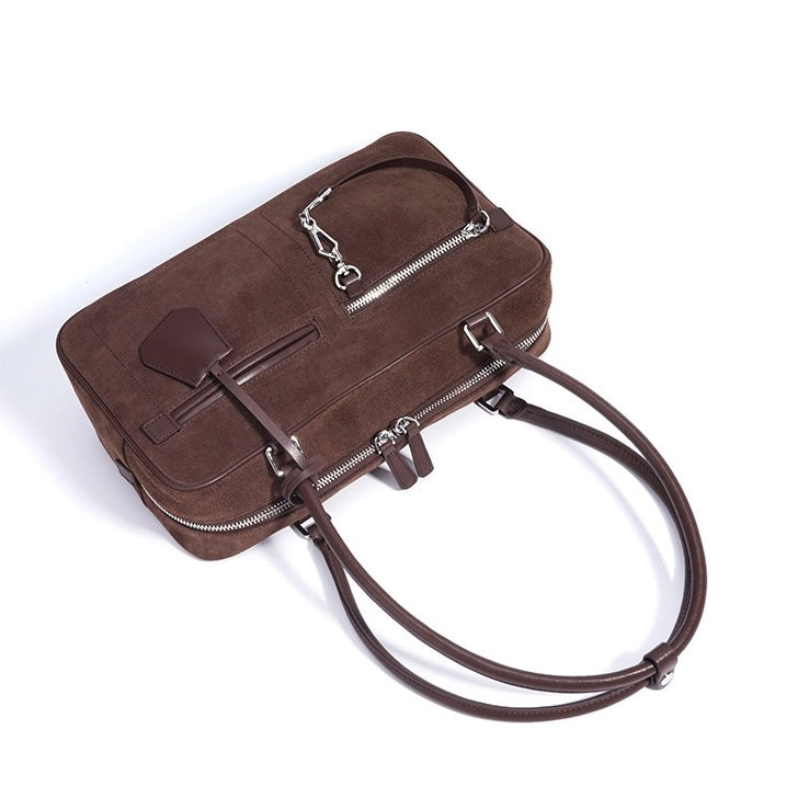 Women's Genuine Leather Pillow Shoulder Bag with Zipper Pocket