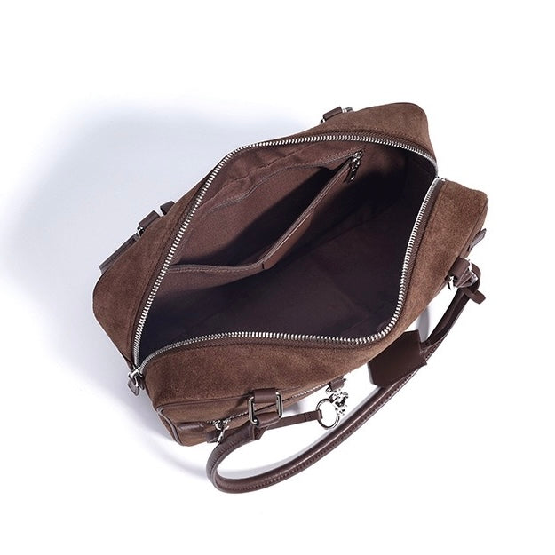 Women's Genuine Leather Pillow Shoulder Bag with Zipper Pocket
