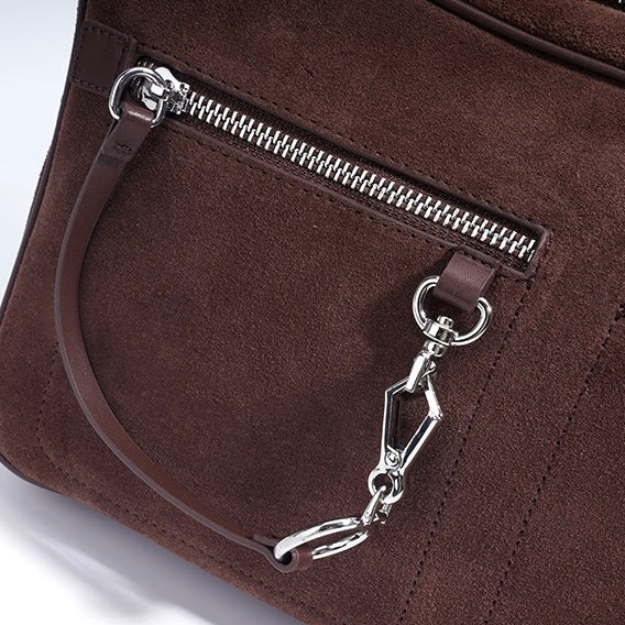 Women's Genuine Leather Pillow Shoulder Bag with Zipper Pocket