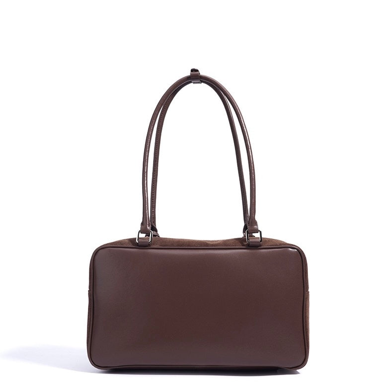 Women's Genuine Leather Pillow Shoulder Bag with Zipper Pocket