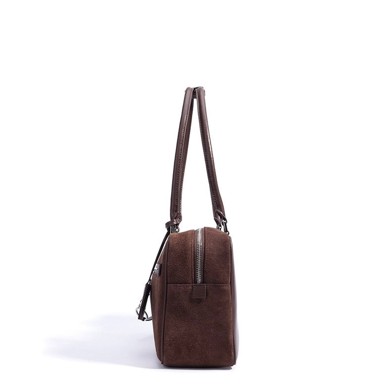 Women's Genuine Leather Pillow Shoulder Bag with Zipper Pocket