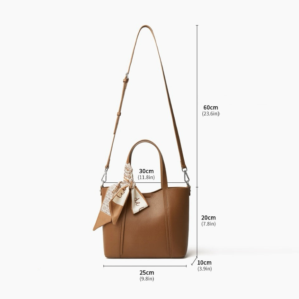 Women's Genuine Leather Ribbon Accent Handbag