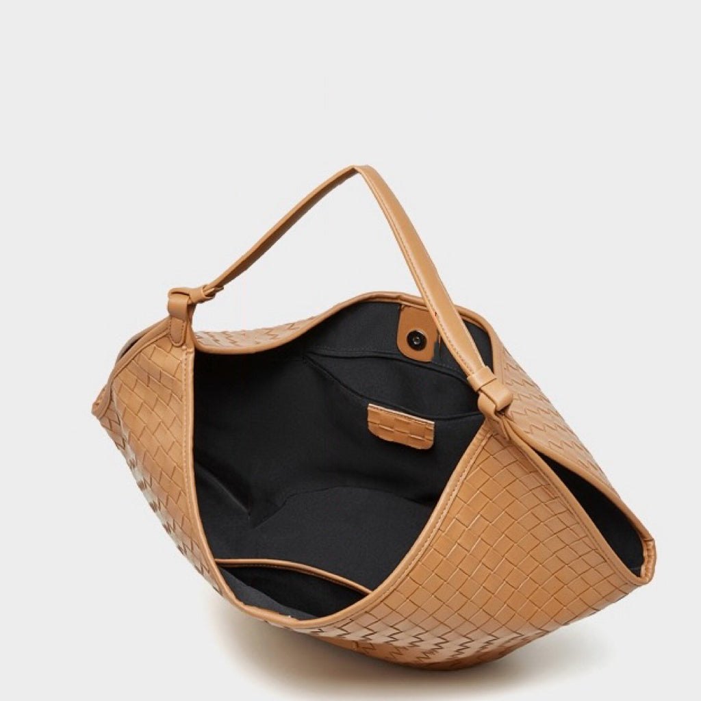 Women's Genuine Leather Woven Large Shoulder Tote Bag