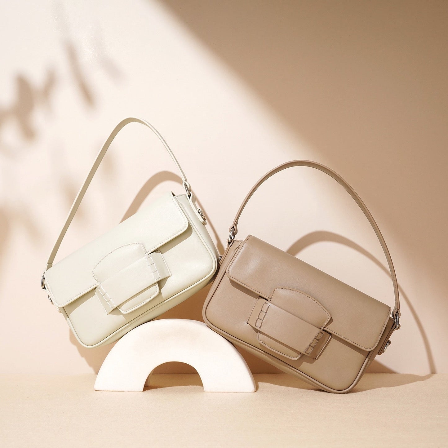 Women's Genuine Leather Small Square Flap Crossbody Bag