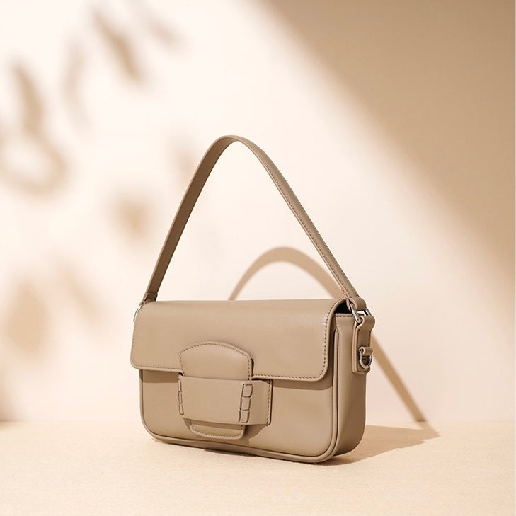 Women's Genuine Leather Small Square Flap Crossbody Bag