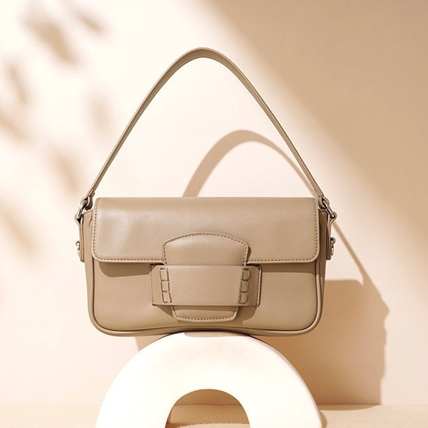 Women's Genuine Leather Small Square Flap Crossbody Bag